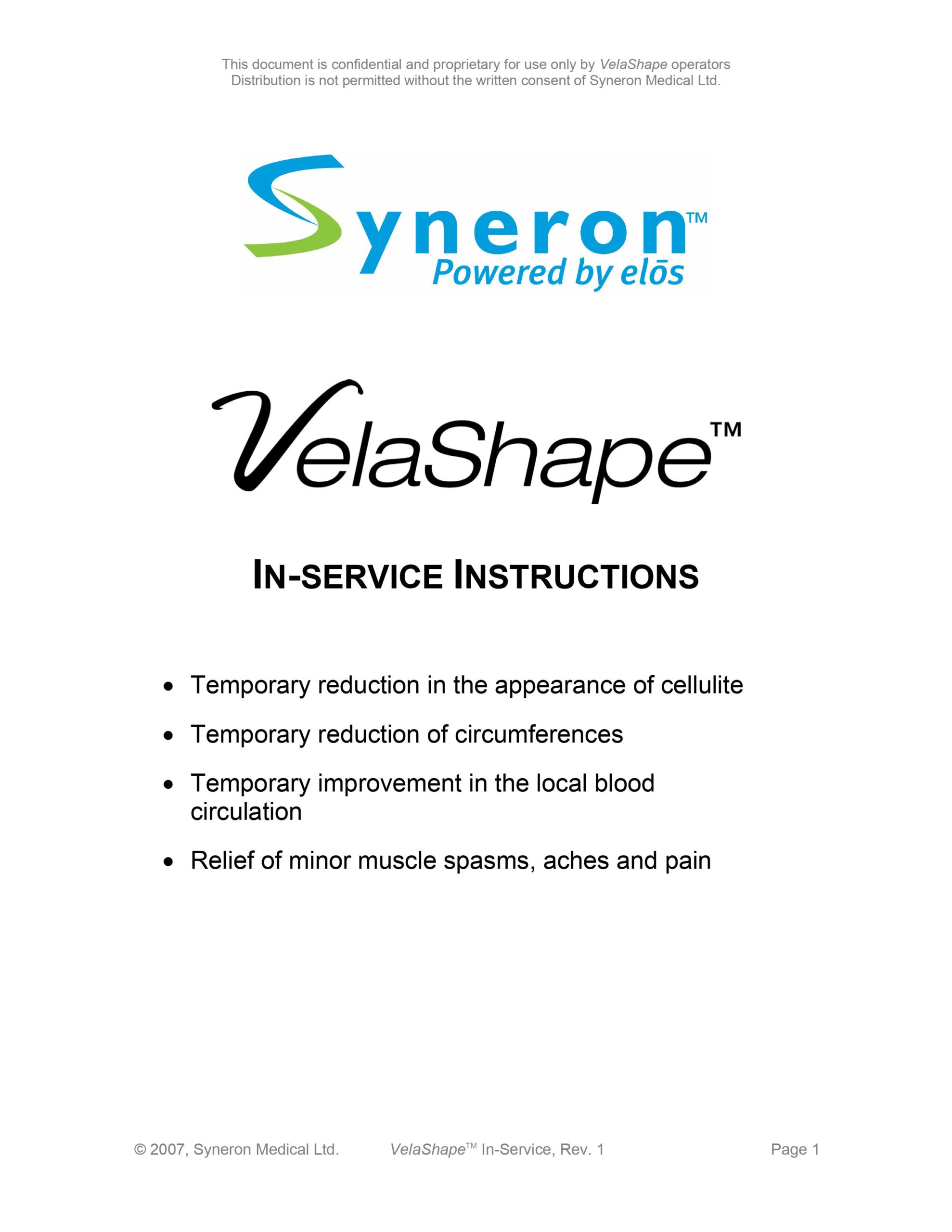Syneron VelaShape User Manual, Reference Guide & In-service Instruction - PDF Download - Image 5