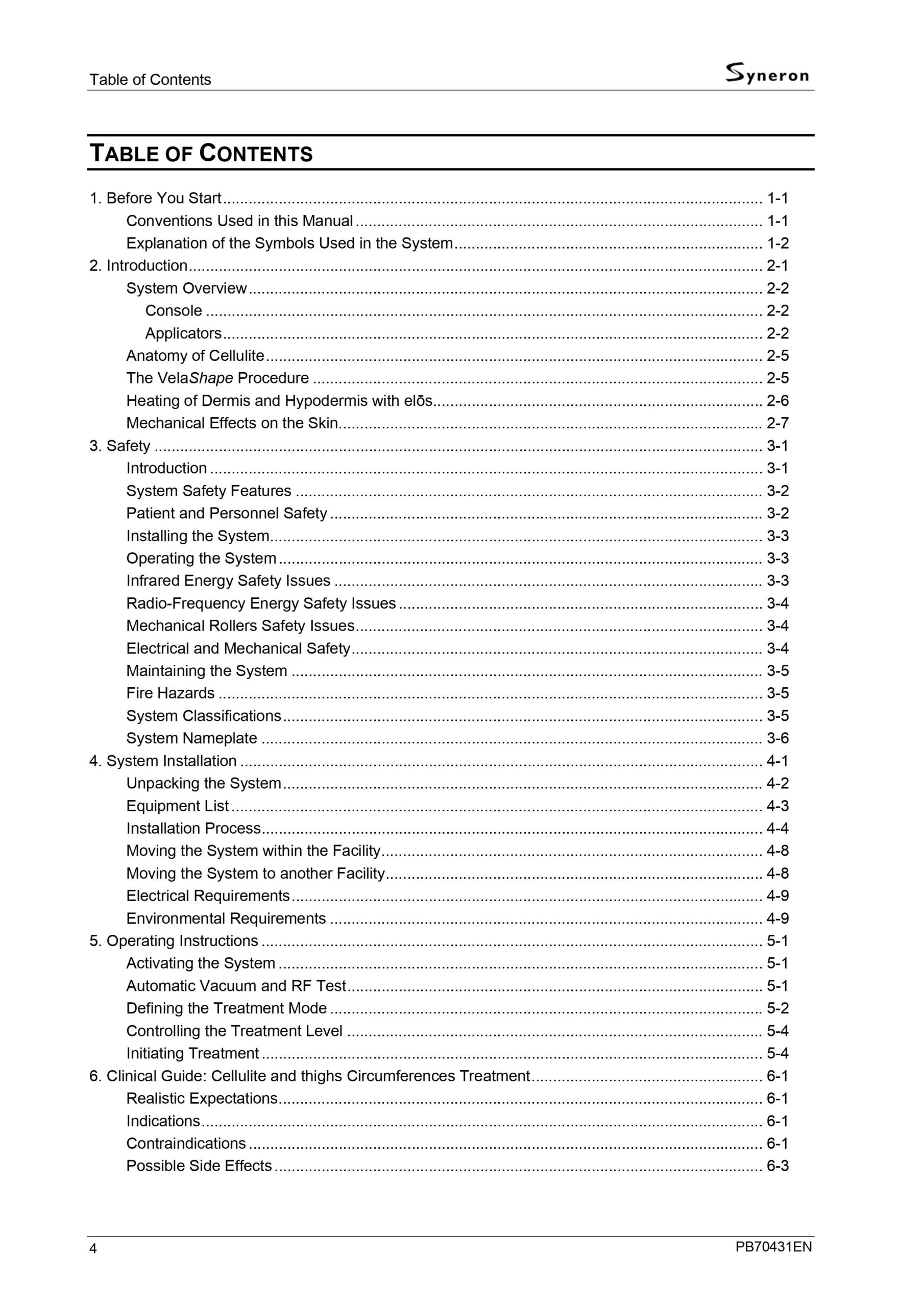 Syneron VelaShape User Manual, Reference Guide & In-service Instruction - PDF Download - Image 2