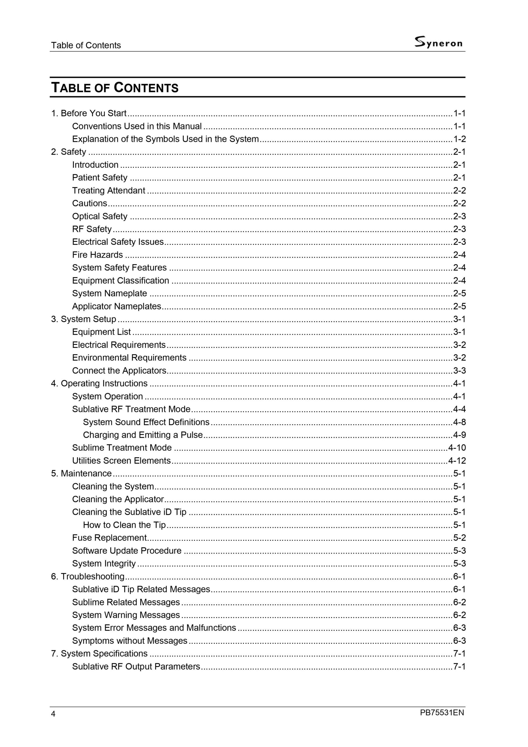 Syneron eTwo / eMatrix, Sublative Handpiece & Sublime Handpiece User Manuals - PDF Download - Image 3