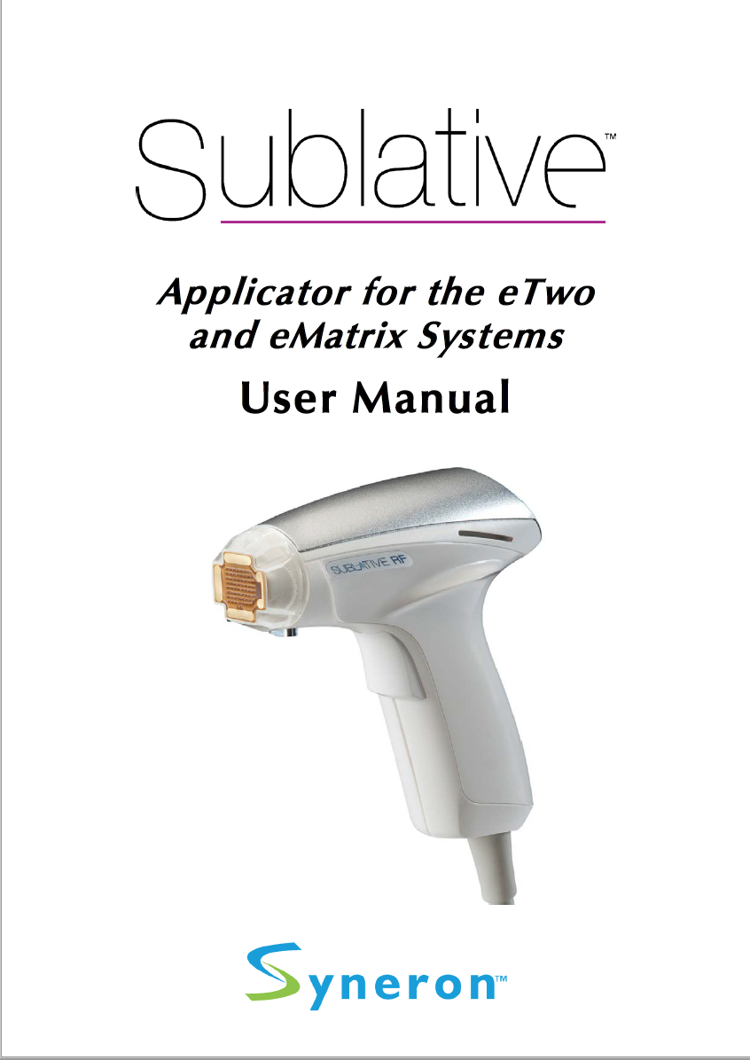 Syneron eTwo / eMatrix, Sublative Handpiece & Sublime Handpiece User Manuals - PDF Download - Image 8