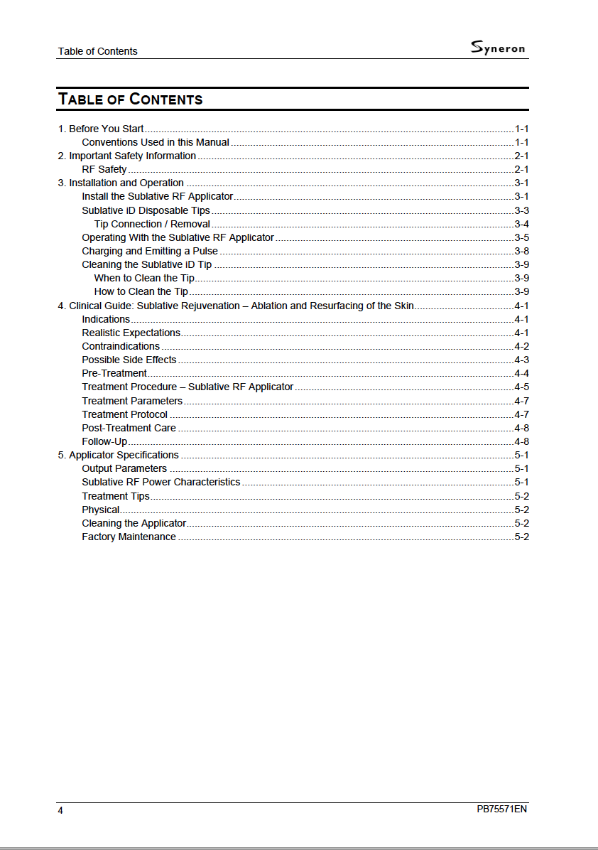 Syneron eTwo / eMatrix, Sublative Handpiece & Sublime Handpiece User Manuals - PDF Download - Image 9