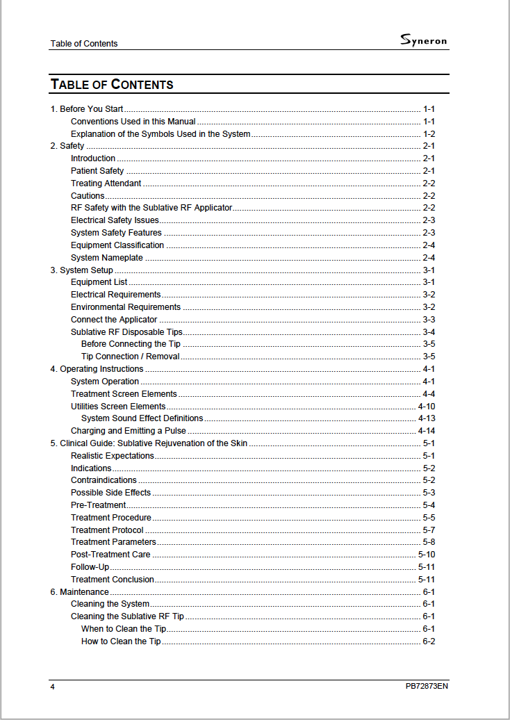 Syneron eMatrix, Sublative Handpiece, & Sublime Handpiece User Manuals - PDF Download - Image 2
