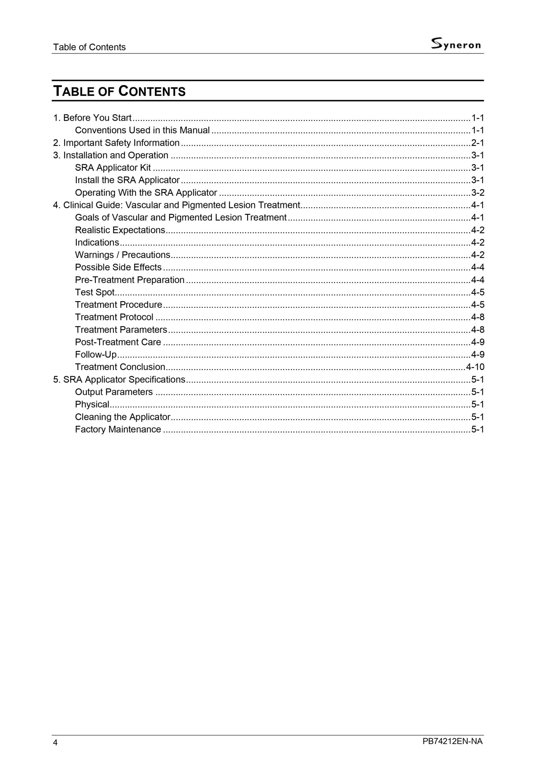 Syneron Elos Plus SRA Applicator User Manual - PDF Download - Image 2