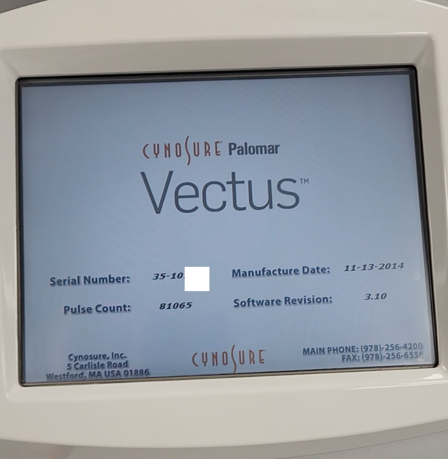 2014 Cynosure Vectus For Sale - High Speed 810nm Diode Laser Hair Removal - VERY LOW PULSE COUNT - ONLY 81K SYSTEM PULSES - Free Shipping (km/pol)s - Image 12