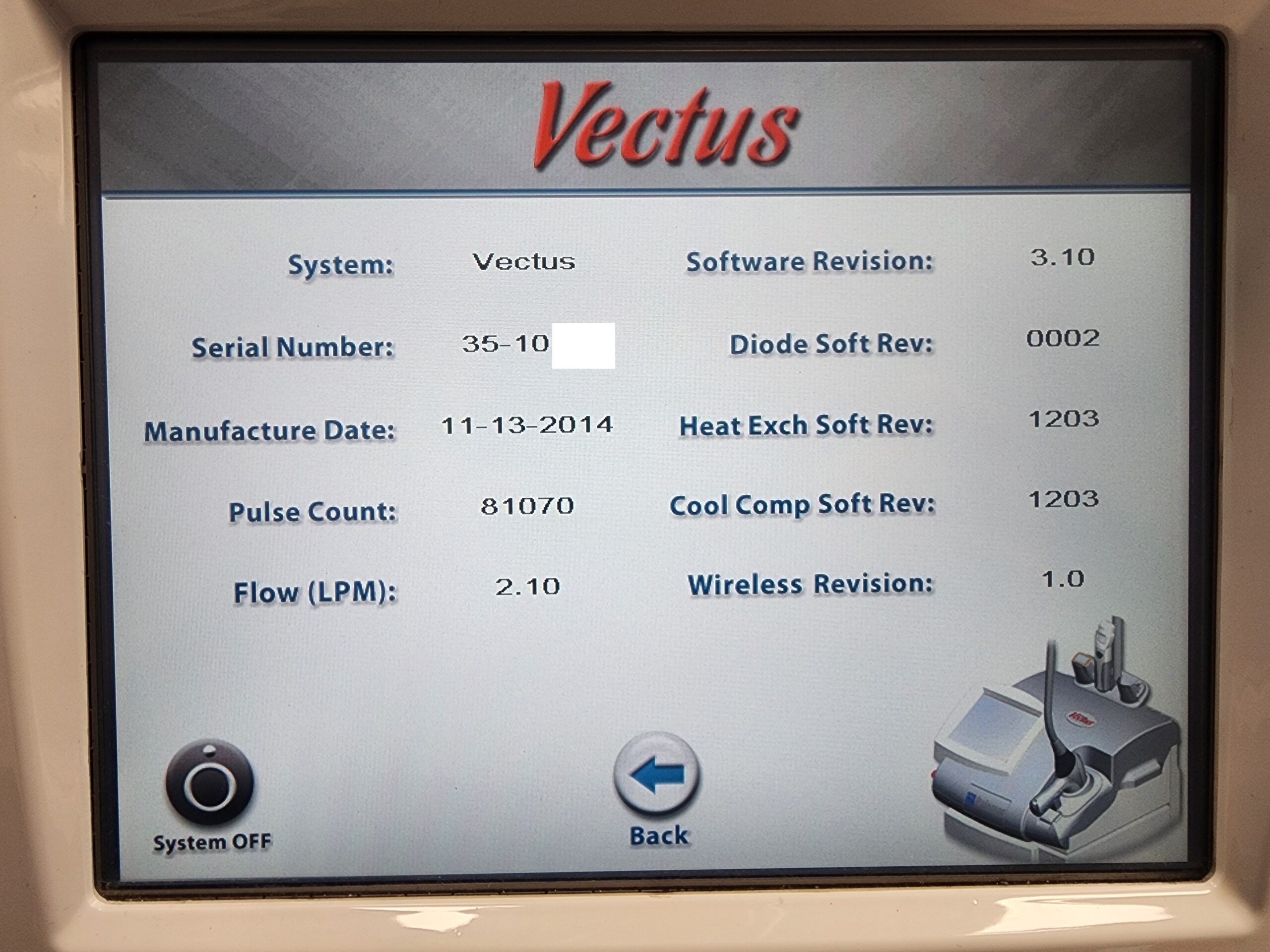 2014 Cynosure Vectus For Sale - High Speed 810nm Diode Laser Hair Removal - VERY LOW PULSE COUNT - ONLY 81K SYSTEM PULSES - Free Shipping (km/pol)s - Image 13