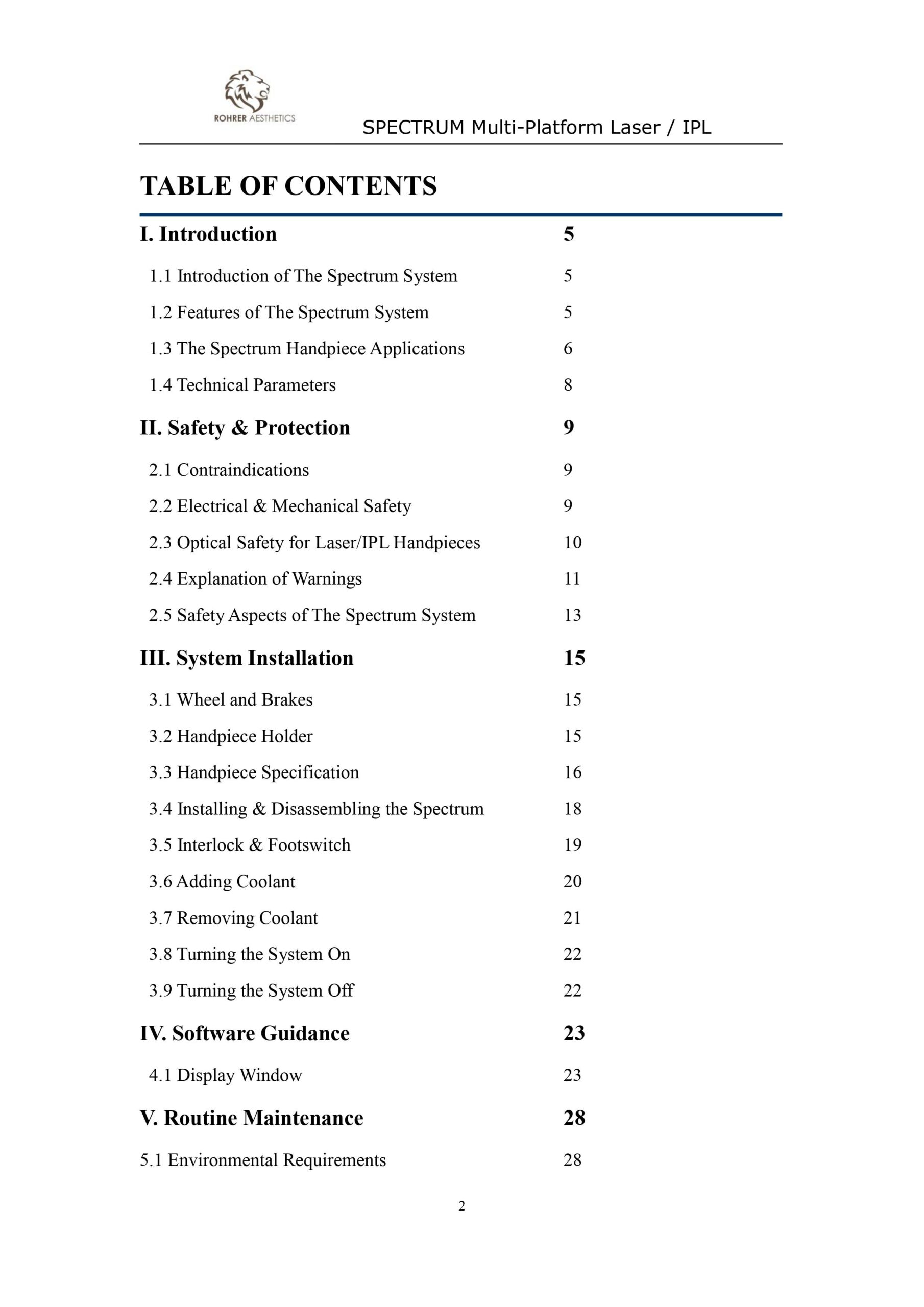 Rohrer Aesthetics Spectrum User Manual - PDF Download - Image 2