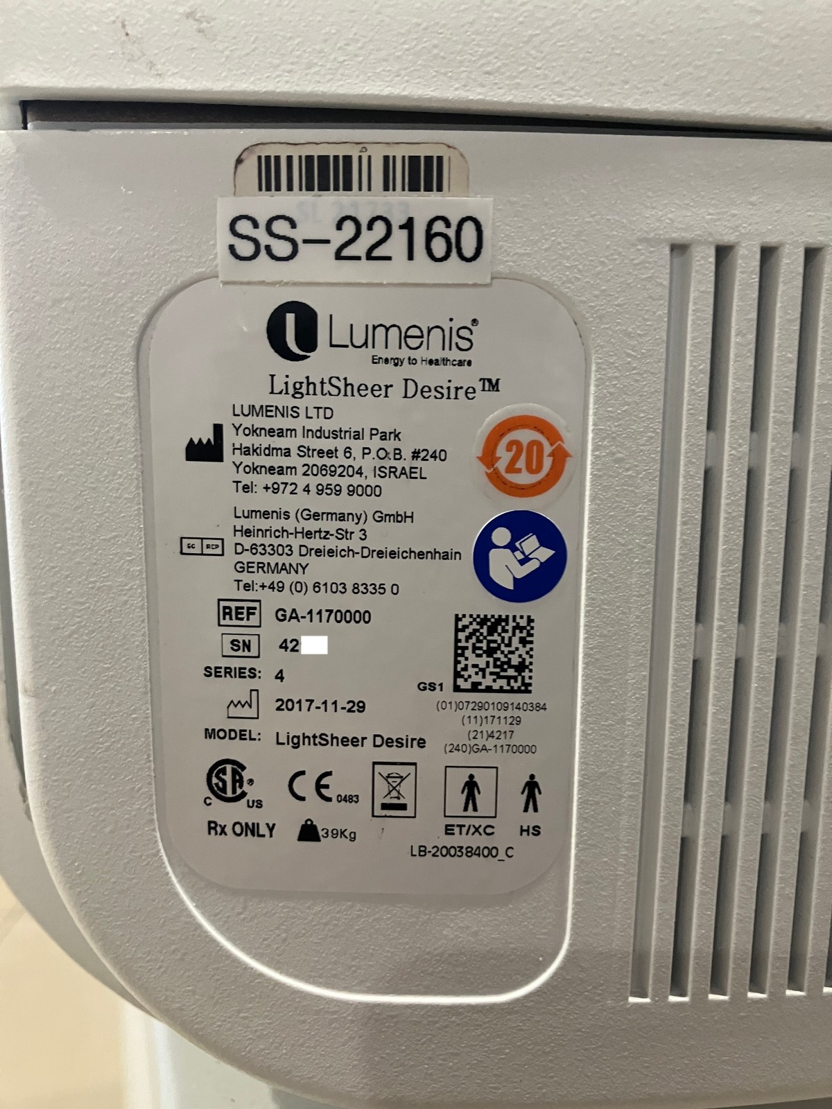 2017 Lumenis Lightsheer Desire with HS & XC Handpieces - 805nm Diode - For All Skin Types - Hair Removal, Pigment, Vein, Wrinkles - LOW PULSES - Free Shipping & 90 Day Warranty (km/jg-vw)s - Image 15