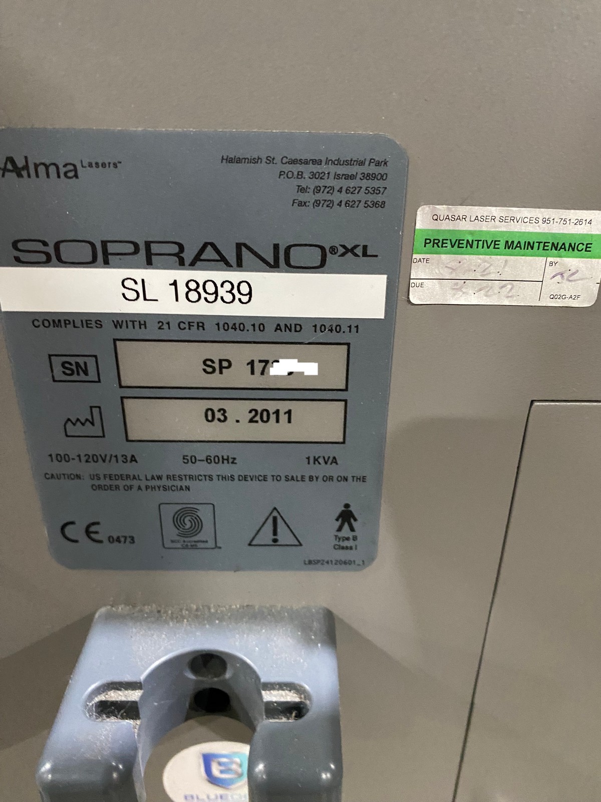 2011 (Refurbished 2016) Alma Soprano XL SHR Diode Laser Hair Removal - Excellent Condition (jpjg29-01)x - Image 7
