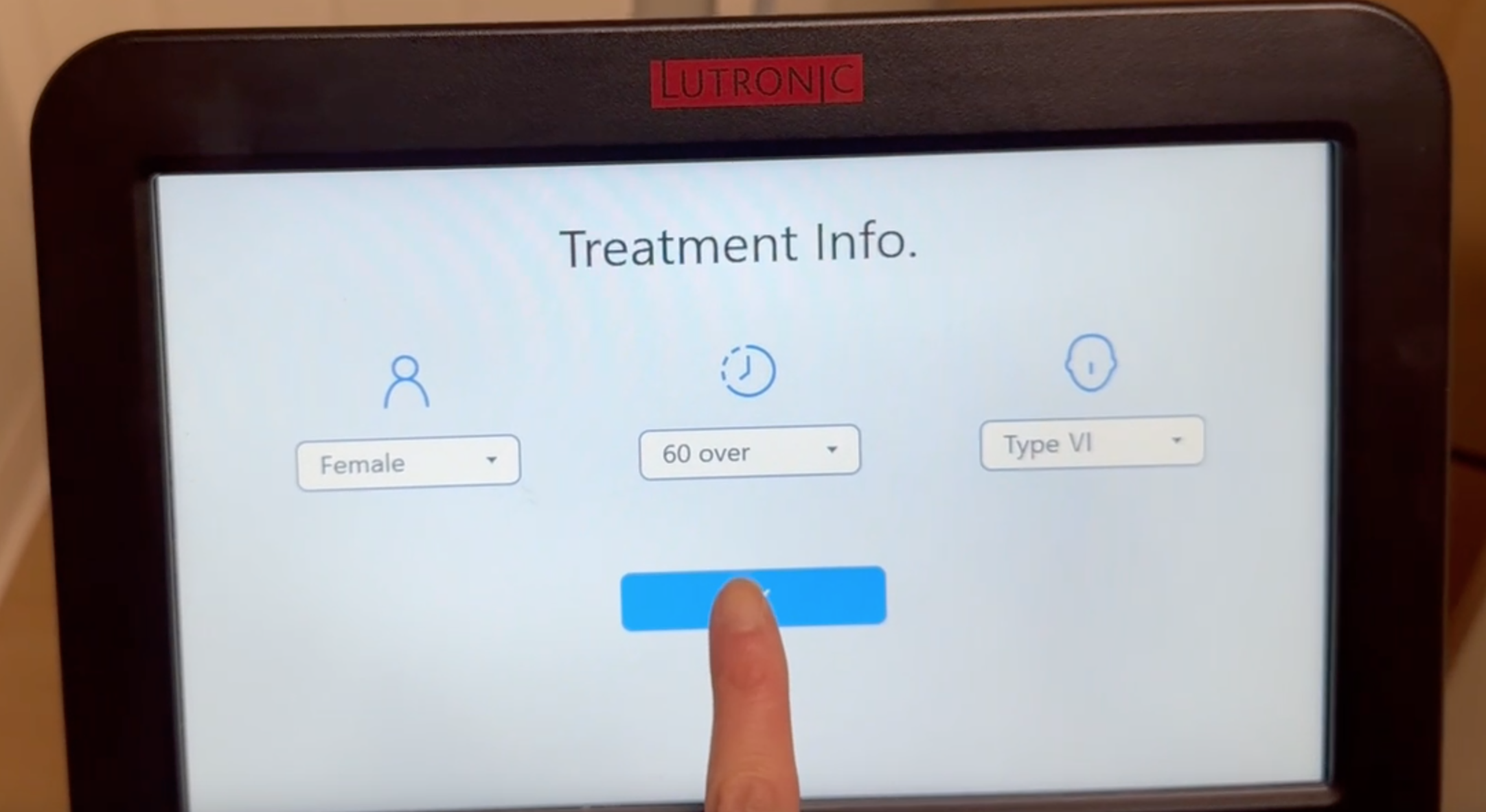 Genius RF treatment interface screen detail