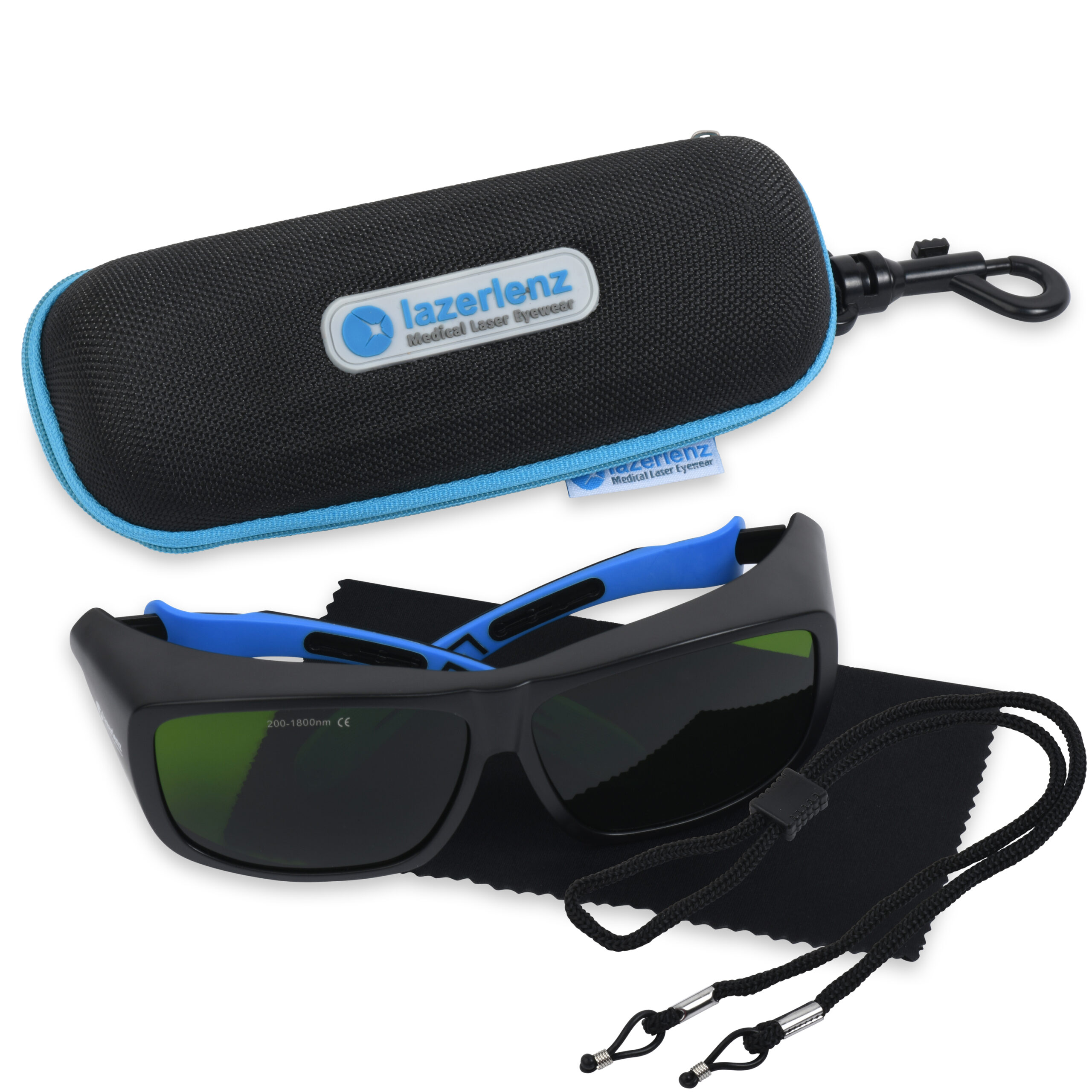 LazerLenz laser safety goggles with storage case and accessories