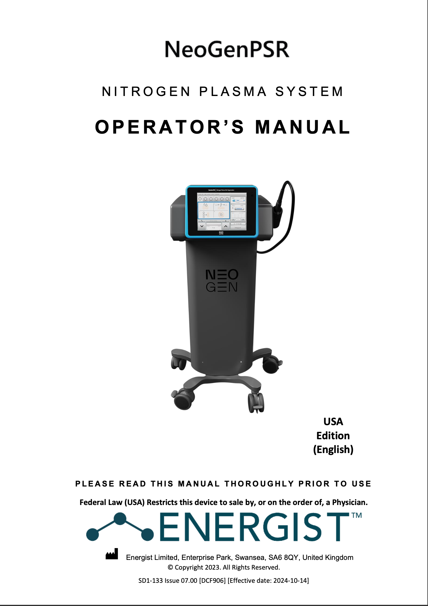 NeoGenPSR User Operator Manual PDF