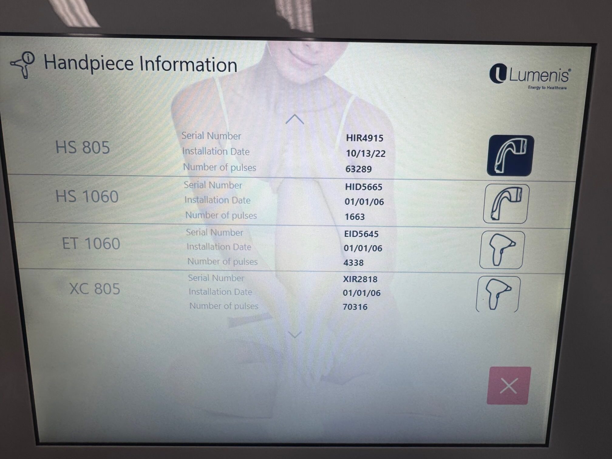 2022 Lumenis Lightsheer Quattro with (4) Handpieces with Low Pulses for Diode Hair Removal, Pigment, Vascular, Wrinkles, 4 Handpieces – HS 805 nm, HS 1060 nm with 22 x 35 mm Spot Sizes, XC 805 12x12mm, ET 1060 9x9mm Spot Sizes - Free Shipping & Warranty (jp/jus)x - Image 10