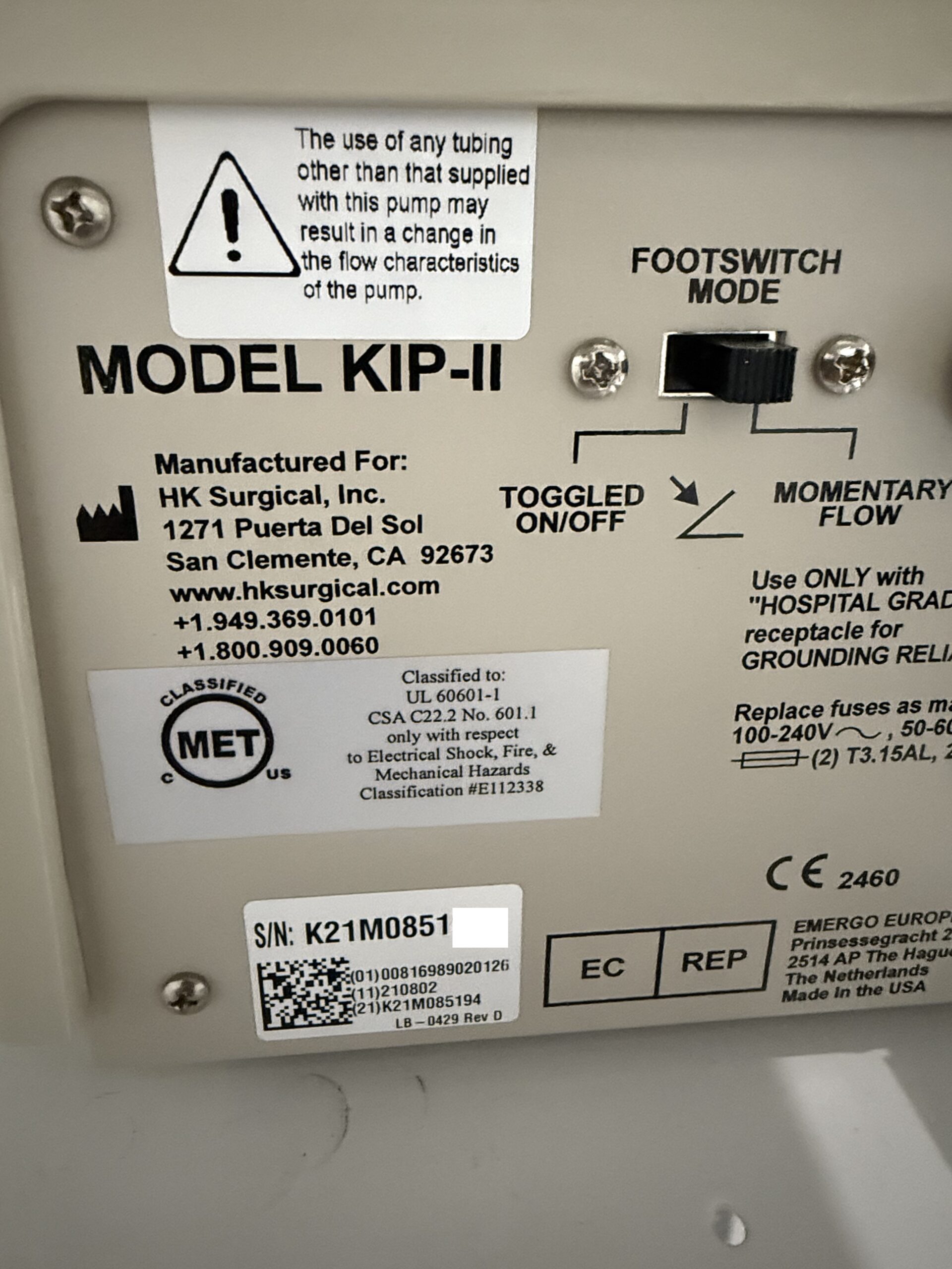2021 HK Surgical Klein KIP-II Infiltration Pump - Controlled Delivery of Tumescent Local Anesthesia - Perfect Condition, ONLY USED 5X - Includes Warranty & Free Shipping (km/rey-ve)s - Image 6