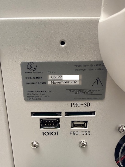 2021 Rohrer Epilaze For Sale - w/ 3 Handpieces + Warranty - Image 17