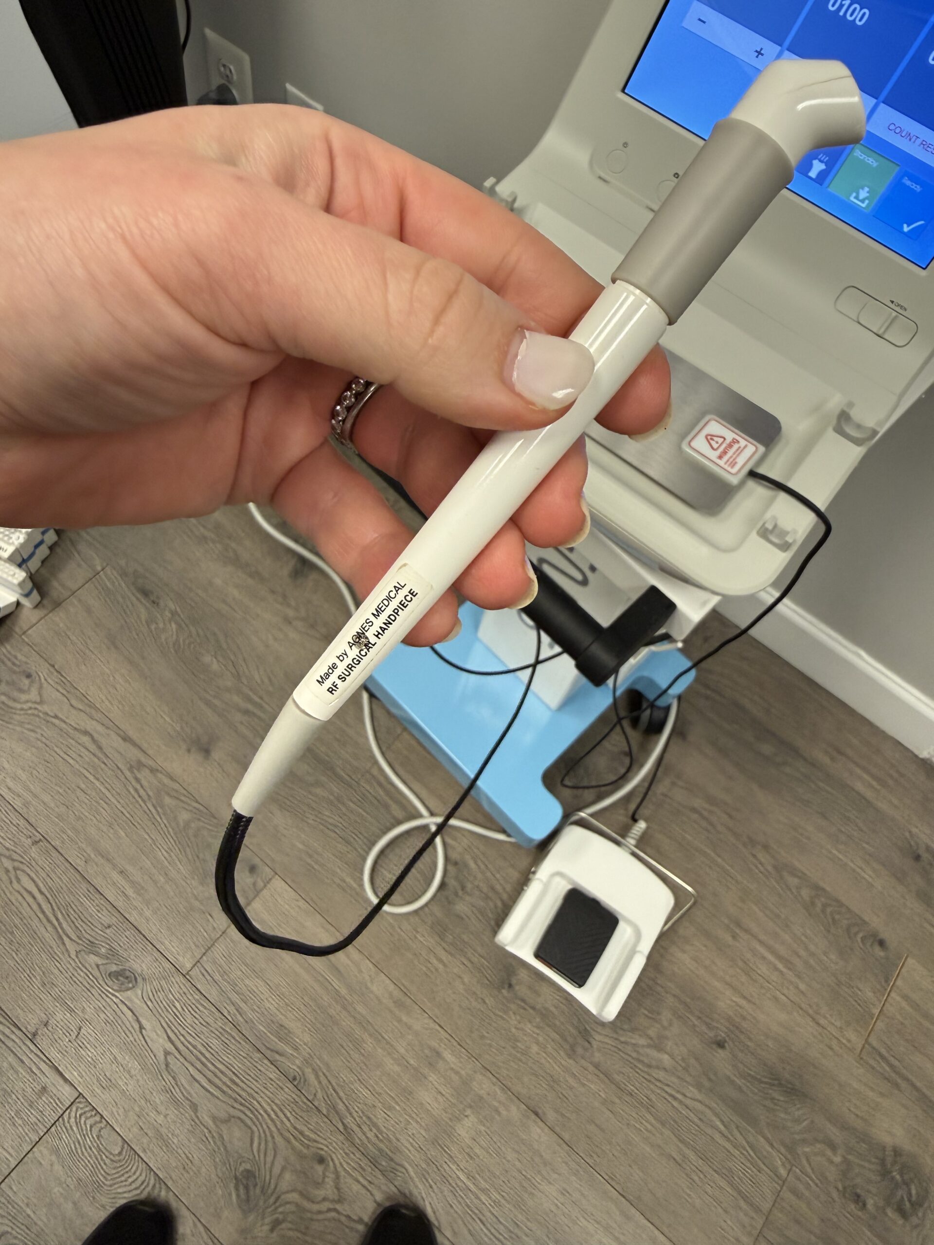 RF machine handpiece close-up