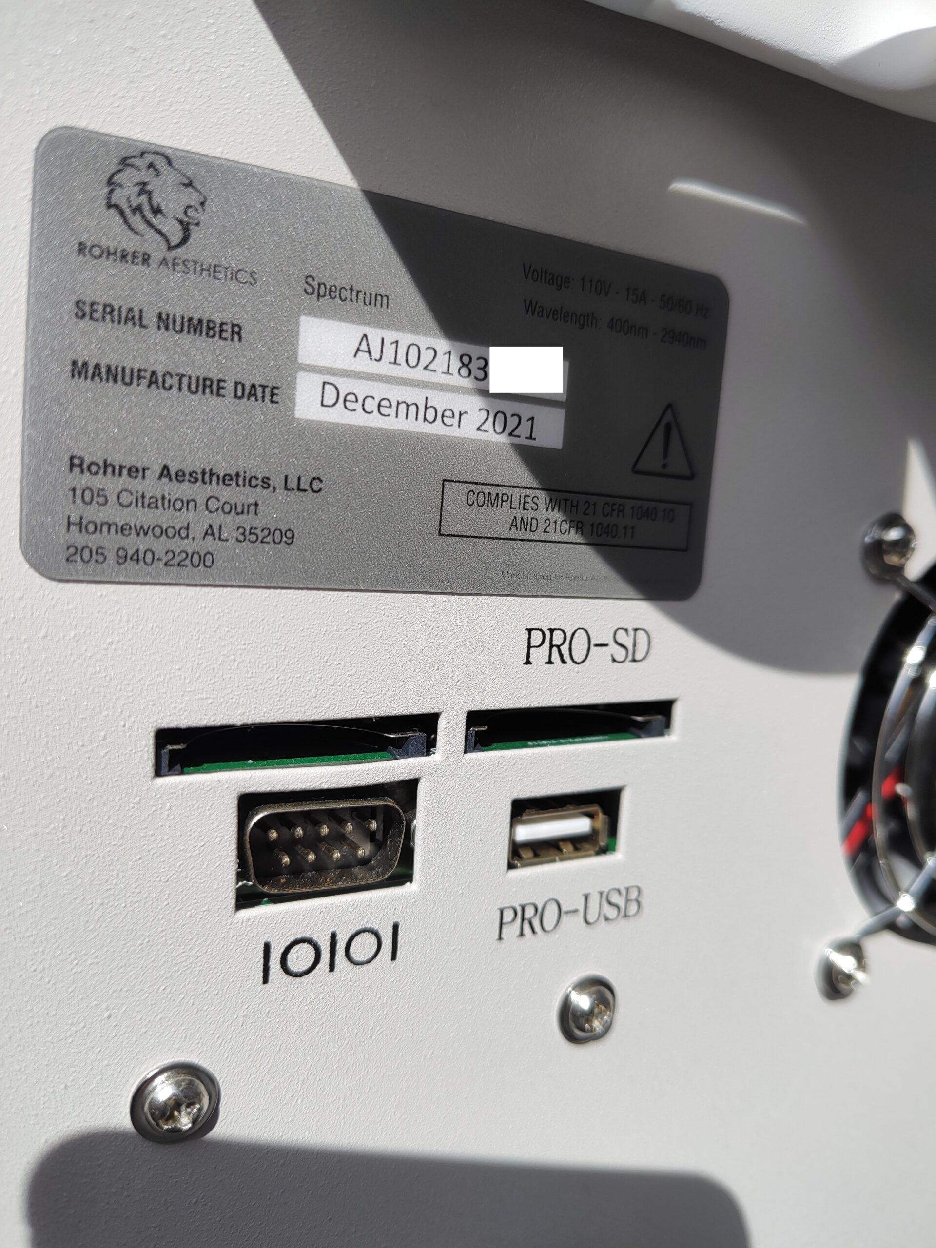 rohrer spectrum manufacture sticker