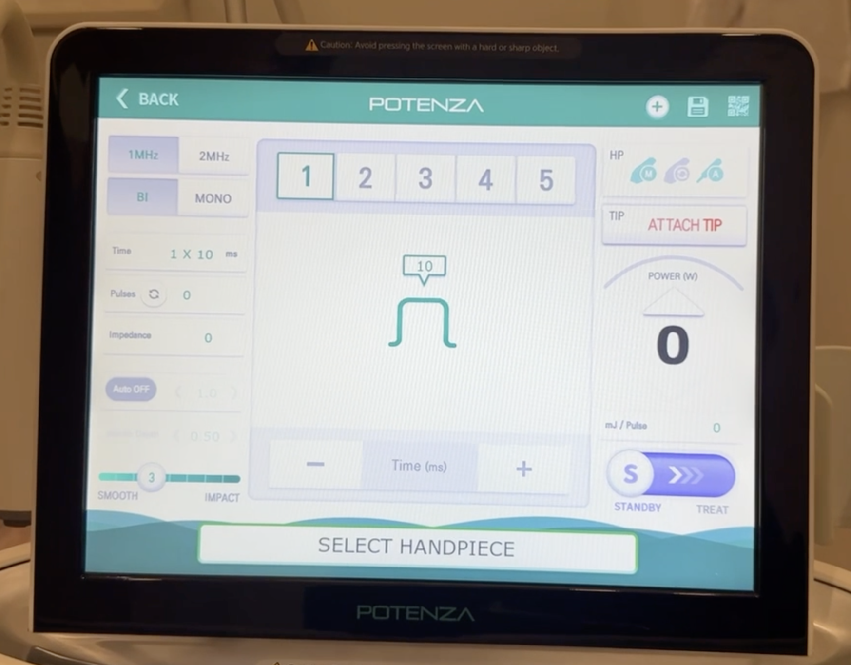 Potenza device front display interface view