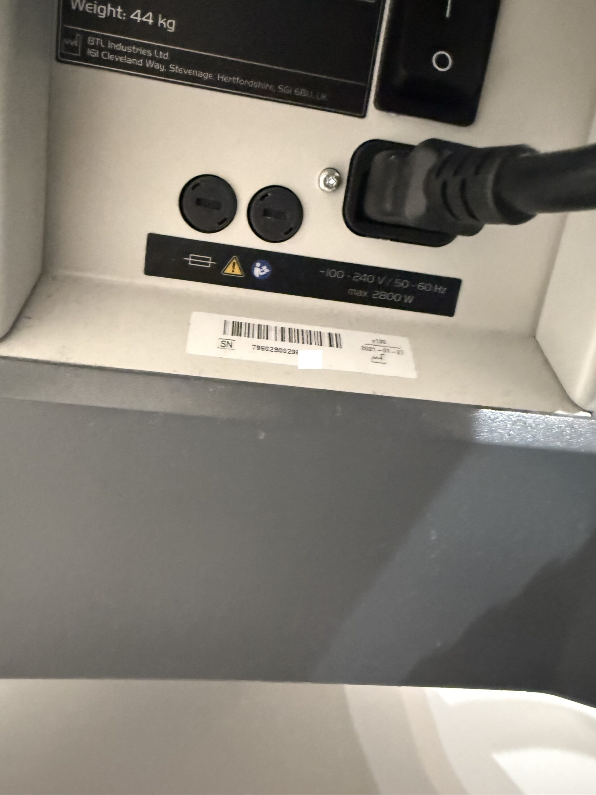 BTL Emsculpt connection port close-up