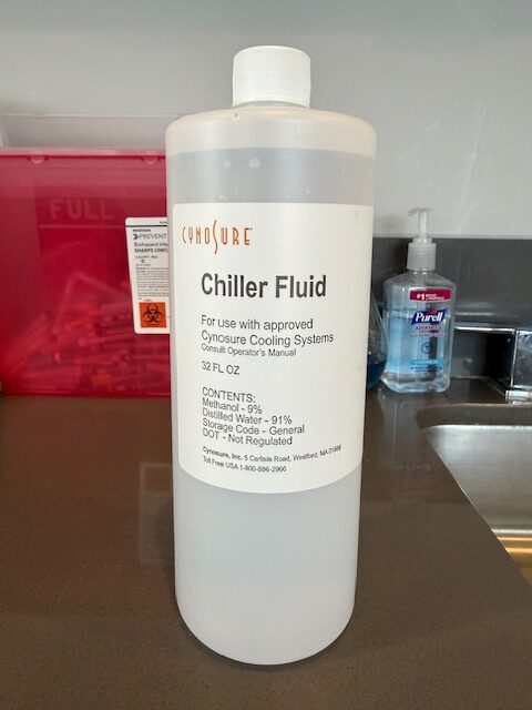 Cynosure Icon laser system chiller fluid bottle