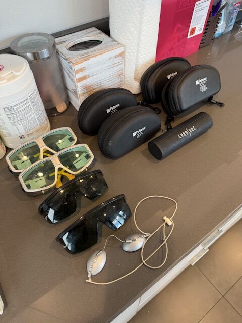 Cynosure Icon system laser safety glasses and protective eyewear cases
