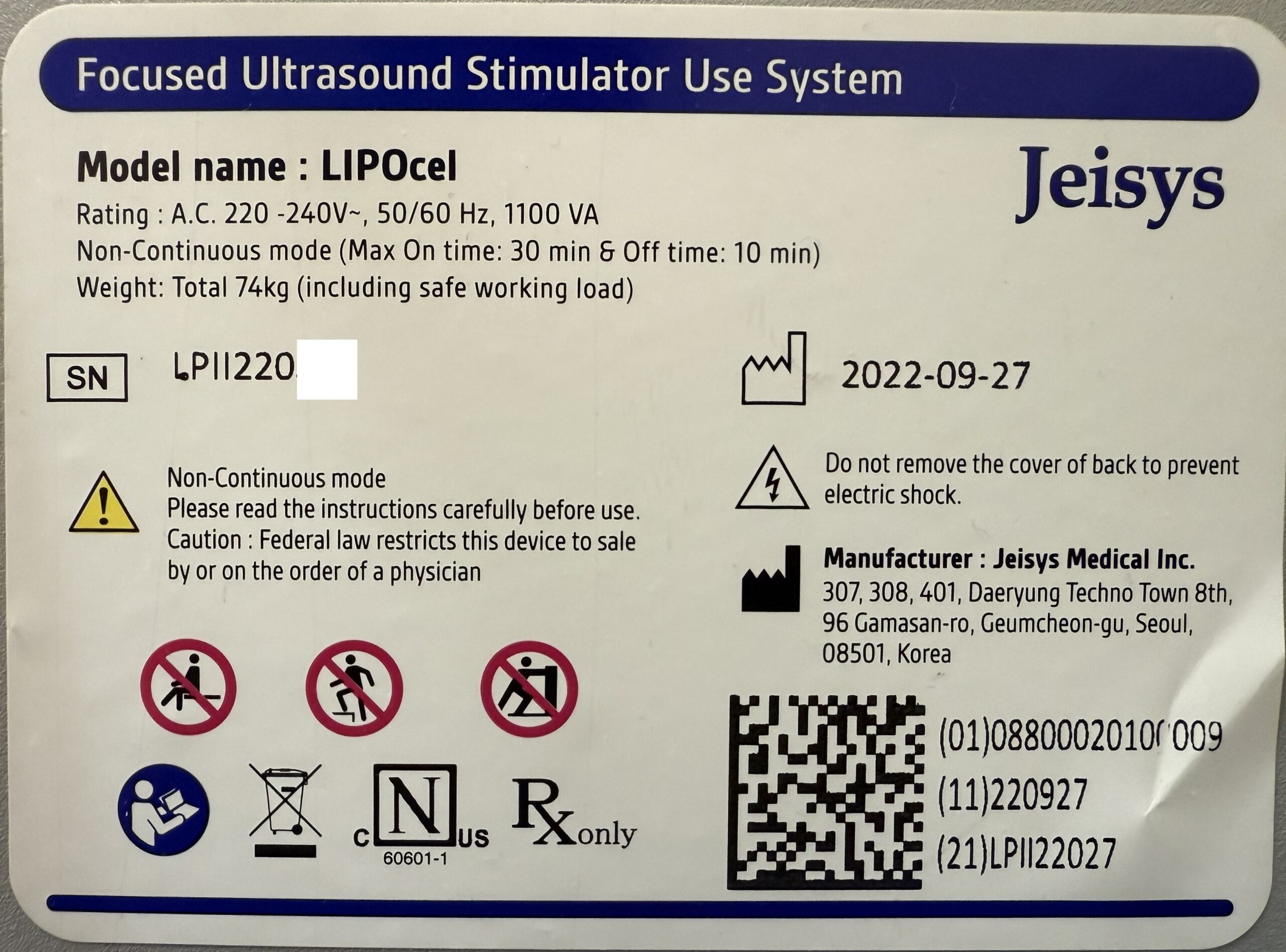 2022 Jeisys LIPOcel High-Intensity Focused Ultrasound (HIFU) For Sale - Image 12
