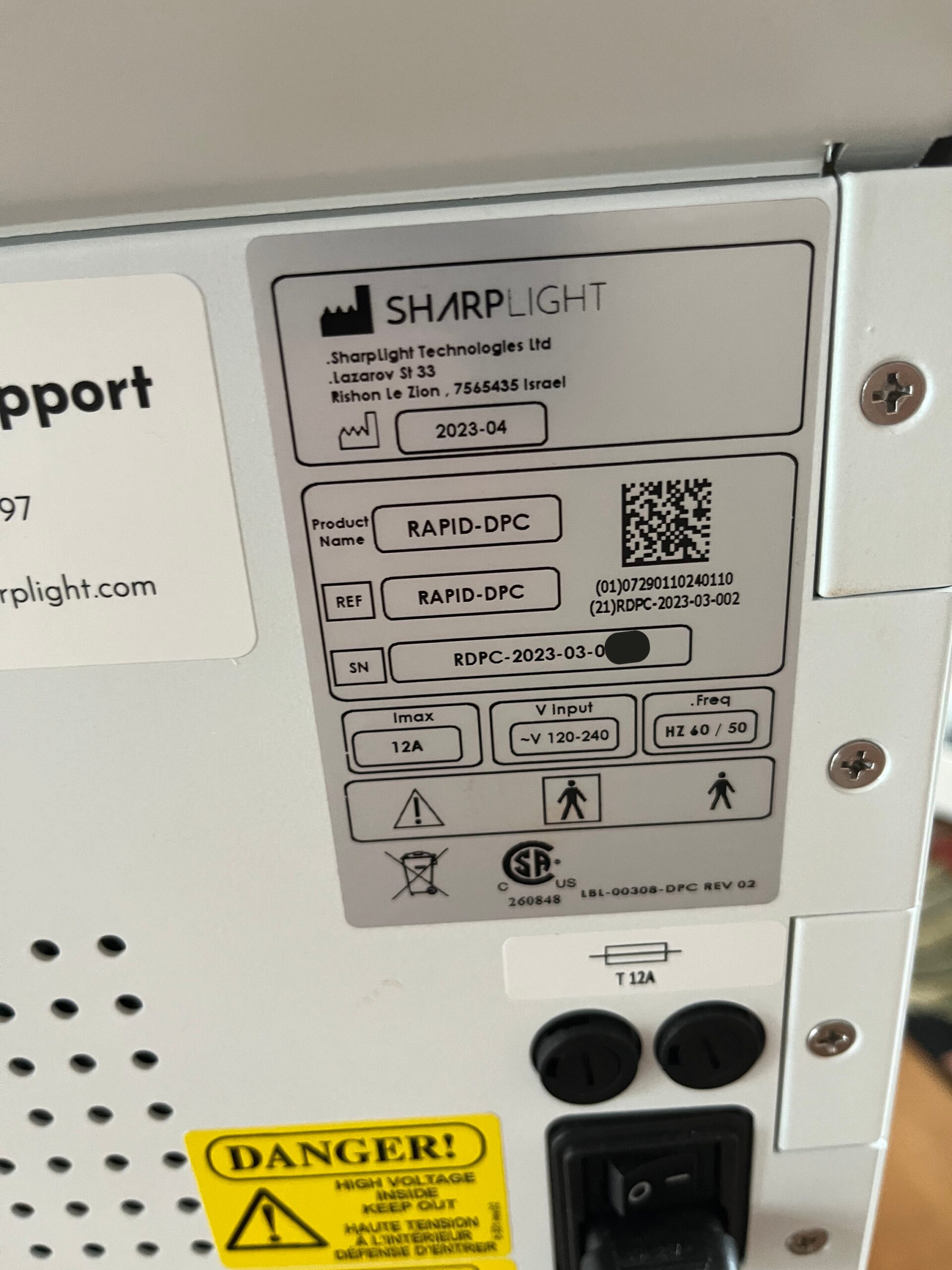 SharpLight Rapid DCP Pro 2023 manufacturer label-close-up