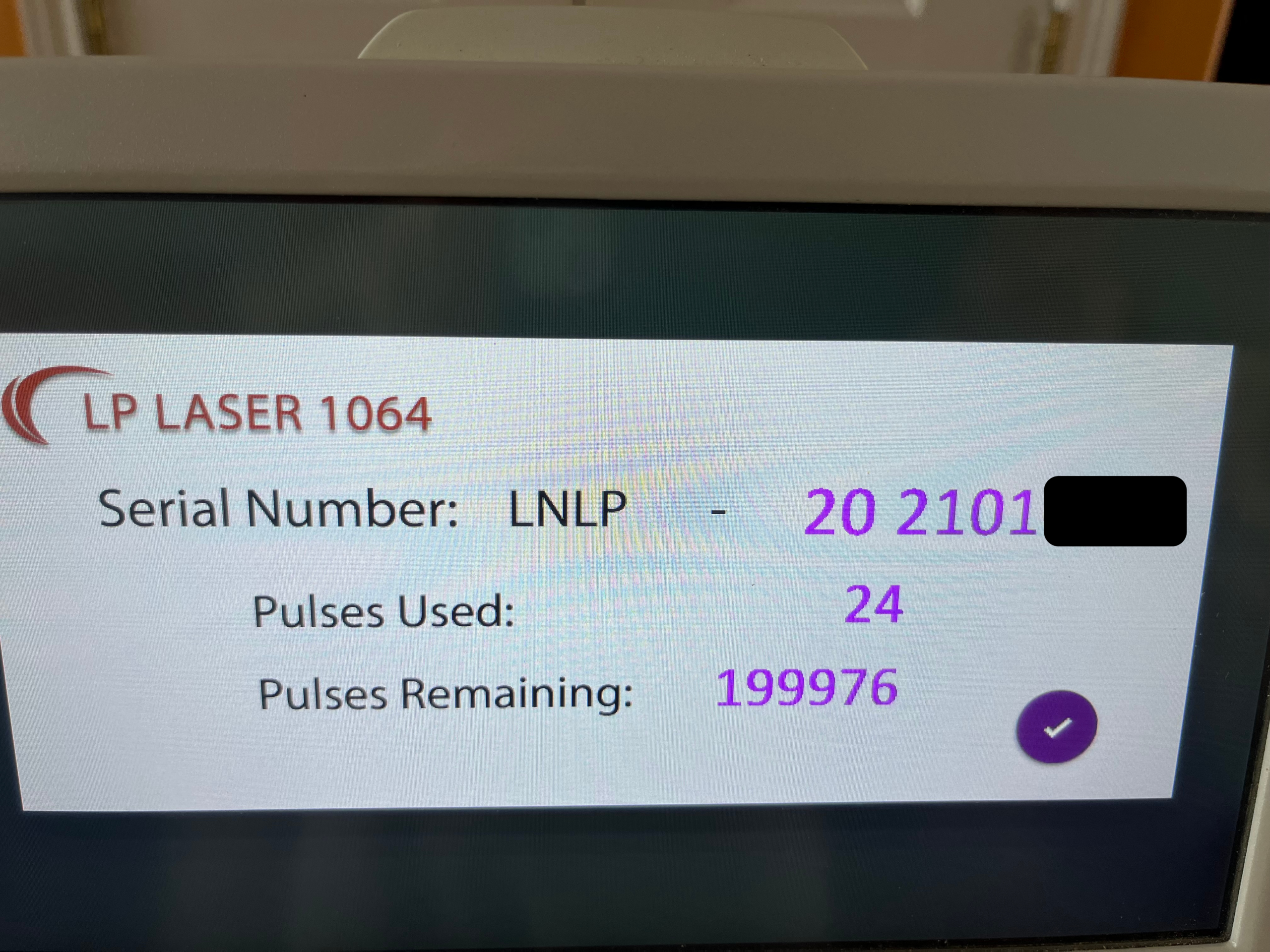 rapid vanish LP laser 1064 specs on screen