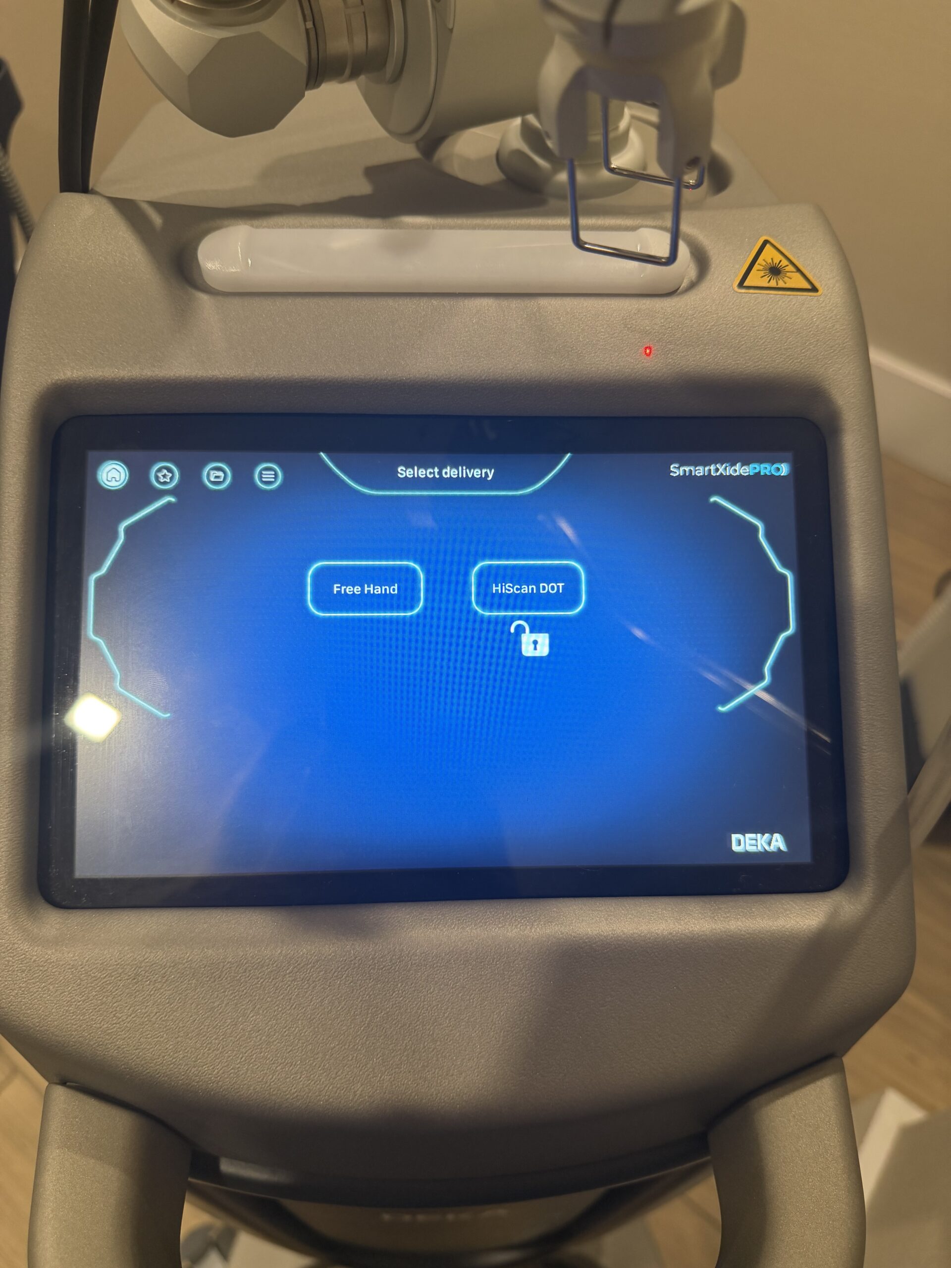 treatment interface screen close-up