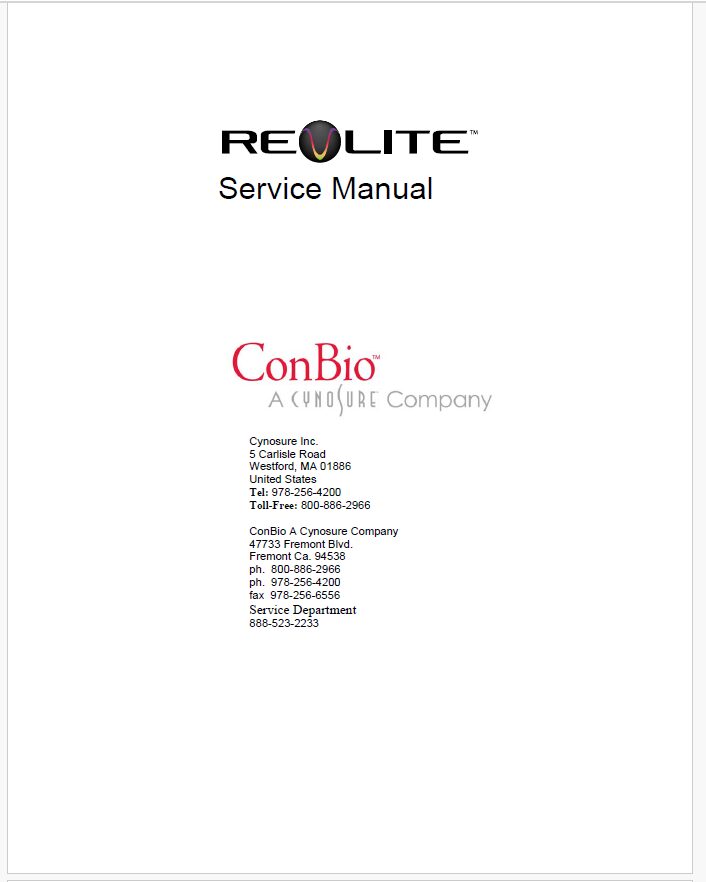 ConBio RevLite Service Manual – Cynosure PDF Download - Image 2