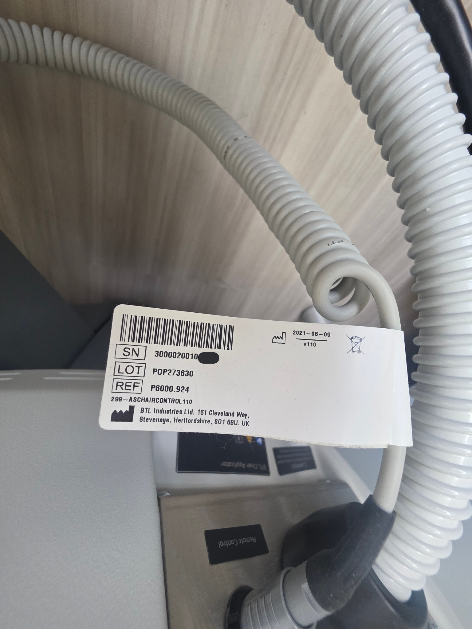 Emsella Chair manufacturer label